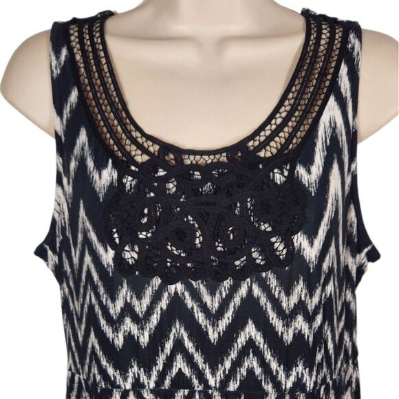 Soma Dress‎ Soutache Sleeveless Short Lace Ikat Mini Black White Empire M - Picture 3 of 10
